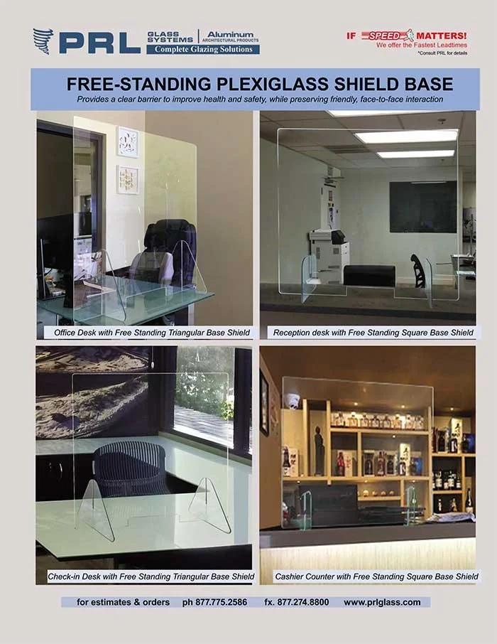 Protective Plexiglass Shields for Essential Businesses. Free-Standing, Movable Barriers at PRL!